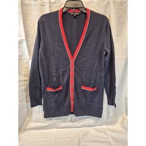 Banana RepublicWomen's Marino Wool Sweater Medium M Navy Blue Cardigan Button Up